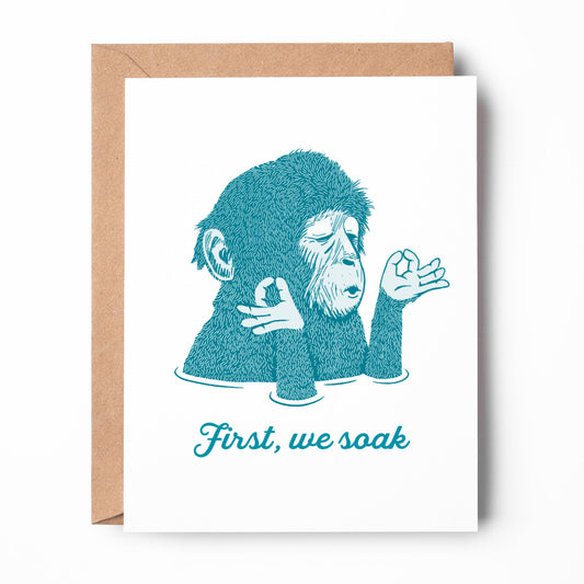 Soaking Macaque Greeting Card